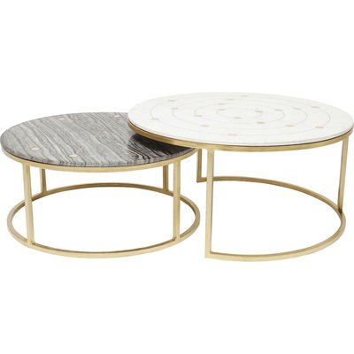 Lot de 2 tables basses en marbre et acier, MYSTIC KARE DESIGN