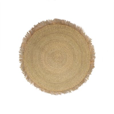 Tapis en fibres de mendong avec franges, SERIFOS NOW'S HOME