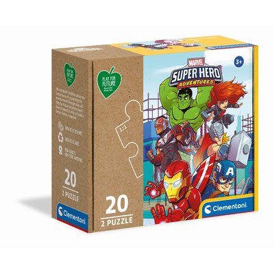 2x20 pièces play for future - marvel superhero CLEMENTONI