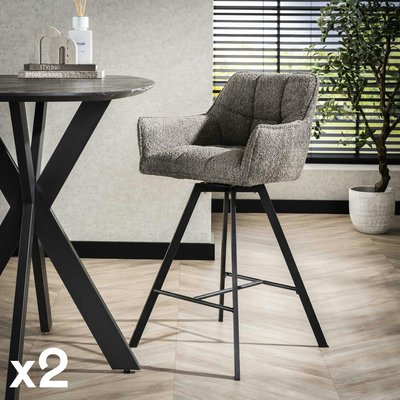 Chaise de bar confortable en bouclette taupe avec fonction pivotante (lot de 2) MELBOURNE PIER IMPORT