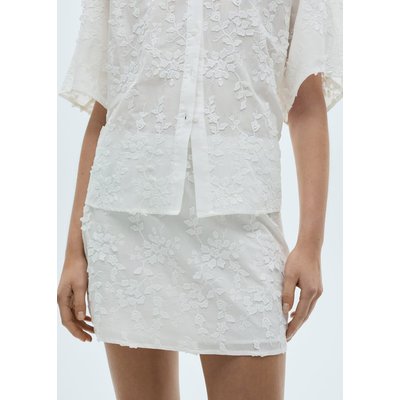 Jupe coton broderie florale MANGO