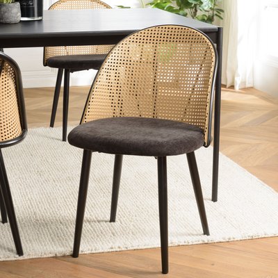 Chaise design dossier cannage arrondi assise velours noir (lot de 2) LOANO PIER IMPORT