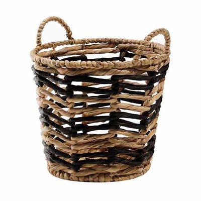 Panier jacinthe d'eau bicolore rond motif géométrique - 30 x 34 cm CALICOSY