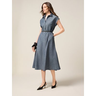 Robe CHEMISIER réalisée en tissu coton/lin à effet denim OLTRE
