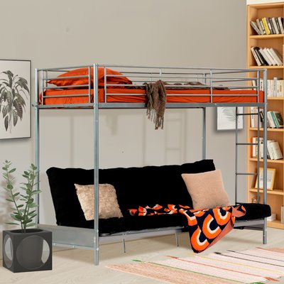 Lit superposé avec banquette en métal et matelas futon,Libertynmica MEUBLES COSY
