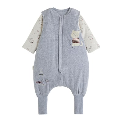 Turbulette d'hiver en velours avec pieds retroussables et manches amovibles Pistache PETIT BEGUIN