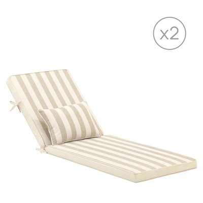 Coussin chaise longue, rayé, lot de 2, Eolias DEFORA HOME