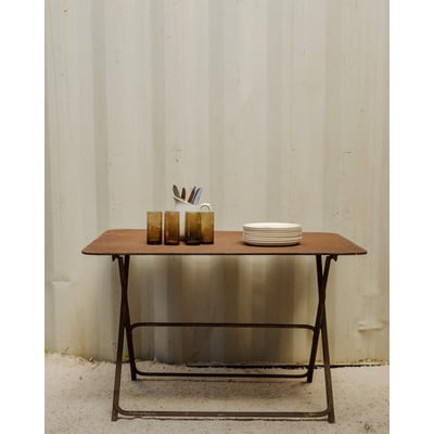 Table à manger en métal marron Romy N°1432 - Bon état DEBONGOUT
