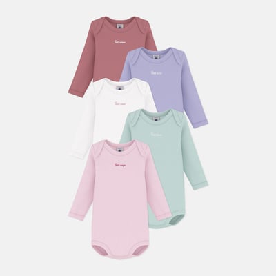 Lot de 5 bodies manches longues PETIT BATEAU