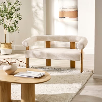 Fiona Boucle 2 Seater Sofa With Solid Wood Legs SO'HOME