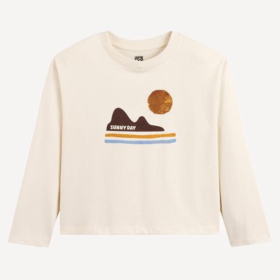 Sequin Print T-Shirt with Long Sleeves LA REDOUTE COLLECTIONS