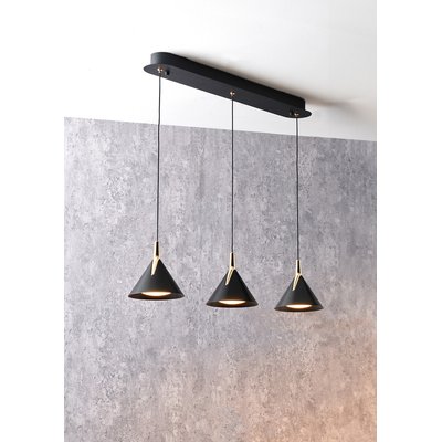 Matt Black and Gold 3 Drop LED Pendant SO'HOME