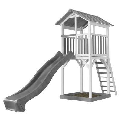 AXI Structure de jeu Beach Tower Blanc Gris avec toboggan Gris AXI HOUSE