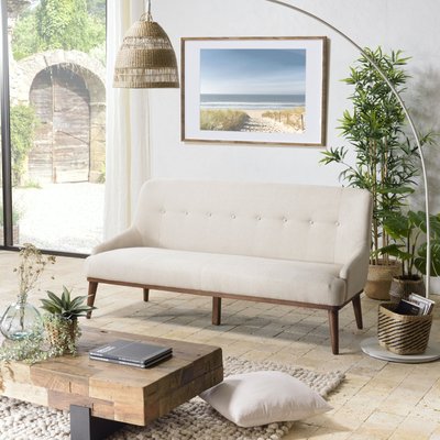 Canapé beige 2 places pieds bois TIM PIER IMPORT