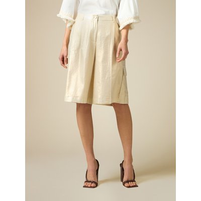 BERMUDA en tissu léger de lin/viscose avec enduction en or OLTRE