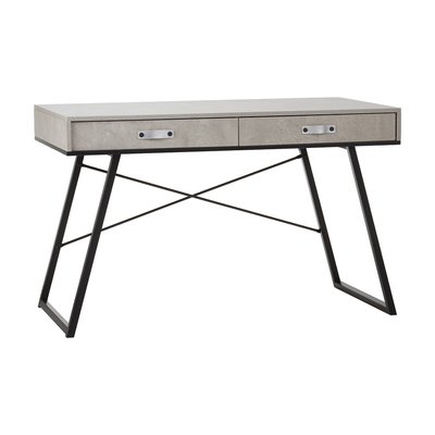 2 Drawer Desk in Concrete Effect Finish with Black Frame SO'HOME