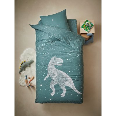 Parure housse de couette + taie d'oreiller avec détails phosphorescents GRAPHIC DINO Oeko-Tex® VERTBAUDET