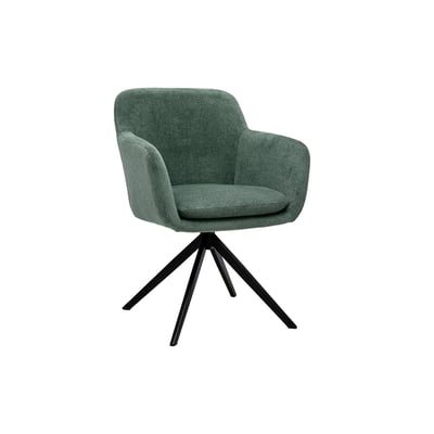 Chaise pivotante 360° en tissu chenille vert kaki et métal noir AMIKA MILIBOO