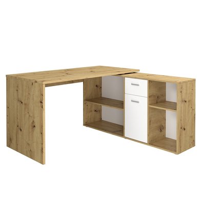 Bureau d'Angle Modulable avec Caisson, Tiroir et Étagères de Rangements - Lex CALICOSY