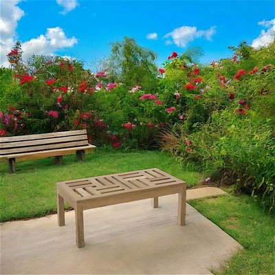 Table basse de jardin contemporaine rectangle en bois de teck brut massif 100x50cm SUMMER PIER IMPORT