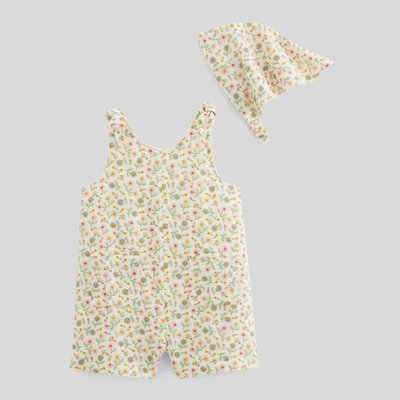 Salopette courte avec fichu imprimés en coton BIO GOTS BOUT'CHOU