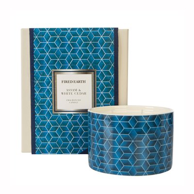 Fired Earth Large Ceramic Assam and White Cedar Candle WAX LYRICAL