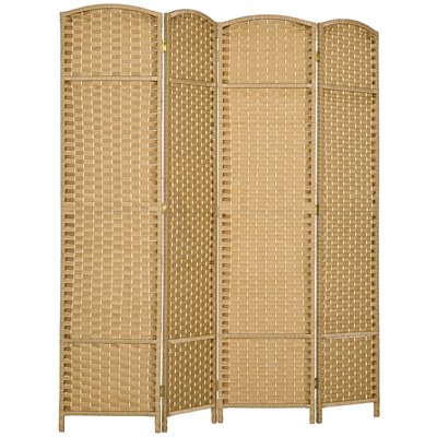 Paravent intérieur pliable 4 panneaux 160 x 170 cm PP  bois pin HOMCOM