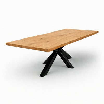 Table en chêne bords naturels 200 cm, pied central PALERME PIER IMPORT