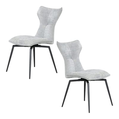 Chaise grise pivotante en velours avec passepoil (lot de 2) LOMBARDIE PIER IMPORT
