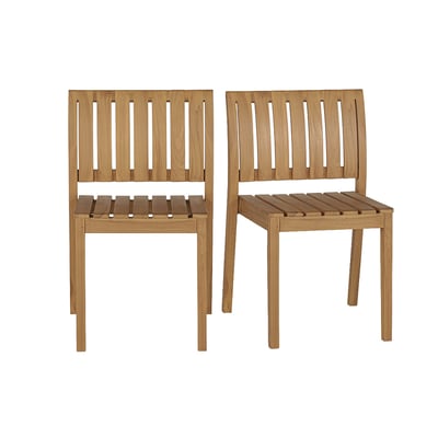 Chaises de jardin empilables en bois teck massif (lot de 2) TECKA MILIBOO
