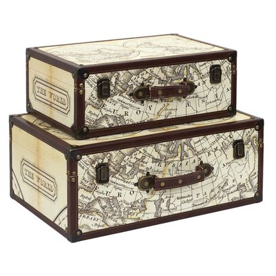 Set de 2 malles en bois Mappemonde CMP