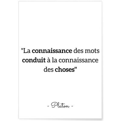 Affiche Platon : 'La connaissance des mots' L'AFFICHERIE