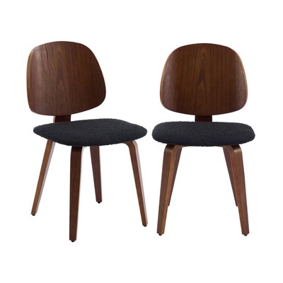 Chaise décor bois courbé et bouclette texturée (lot de 2) SOPHIA SWEEEK