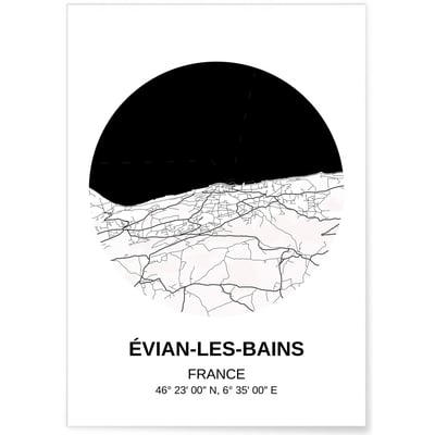 Affiche Carte Évian-les-Bains L'AFFICHERIE