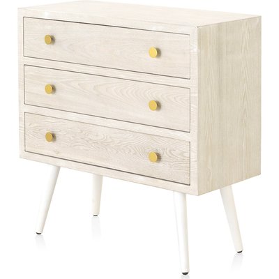 Commode bois  effet patiné et poignées dorées élégantes RECOLLECTION