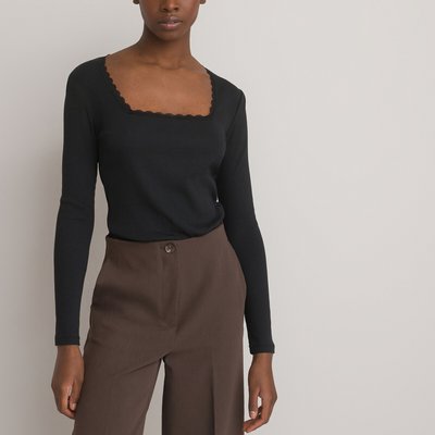 Футболка с квадратным вырезом и длинными рукавами LA REDOUTE COLLECTIONS