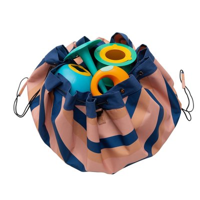 grand sac à jouets d'extérieur / tapis de jeu 2 en 1 mokka stripes PLAY&GO