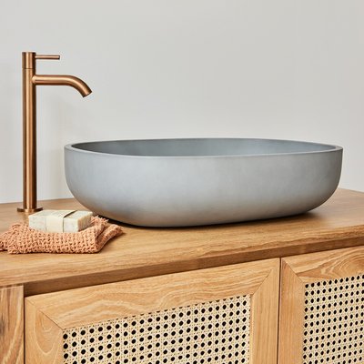 Vasque ovale en béton naturel 50 cm BERAH GETAH