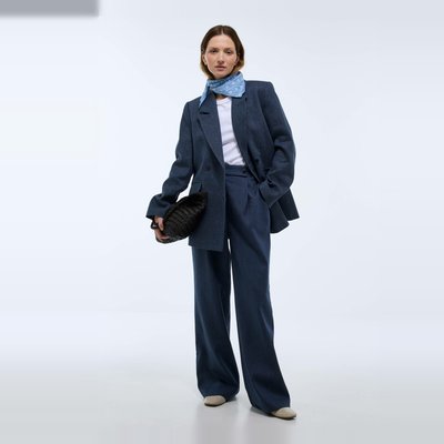 Pantalon large à pinces en lin et coton MONOPRIX