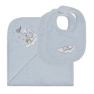 Ensemble bébé cape de bain + 2 bavoirs MOUSKY SENSEI MAISON