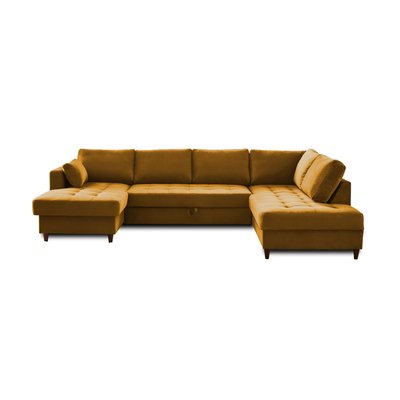 Canapé d'Angle Convertible en Velours 7 places - ANNA LISA DESIGN