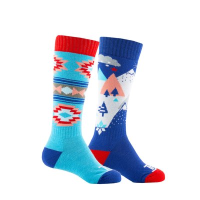 Lot de 2 paires de mi-bas ski fille FOLK THYO