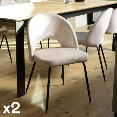 Chaise velours beige dossier demi-lune (lot de 2) TIM PIER IMPORT