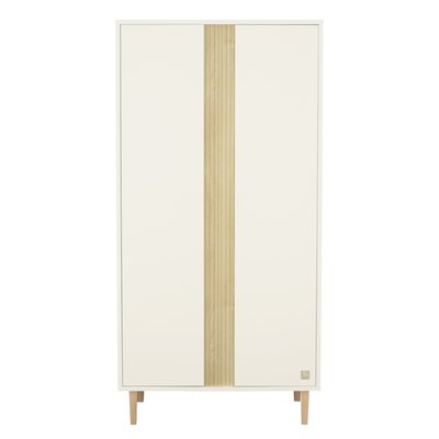 Armoire 2 portes avec détail imitation bois texturé et pieds bois SAUTHON