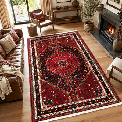 Tapis d'orient au motif oriental, noué à la main, HAMADAN 14 UN AMOUR DE TAPIS