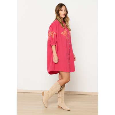 Robe oversize en vichy avec broderies LOLALIZA