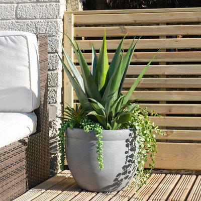 67cm Artificial UV Mixed Agave/Trailing Plant in Grey Pot SO'HOME
