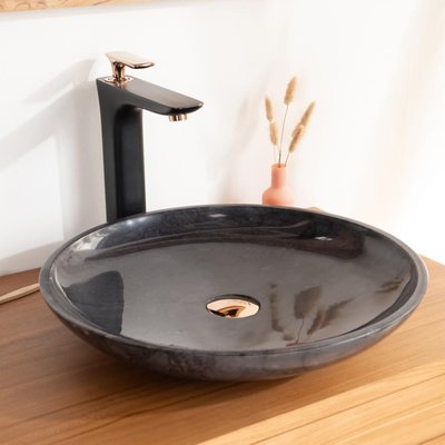 Grande vasque en marbre ronde à poser 45 cm LYSOM WANDA COLLECTION