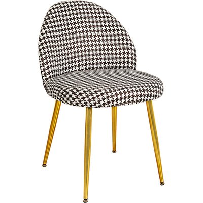 Chaise design   pieds dorés tissu pied-de-poule élégant RECOLLECTION