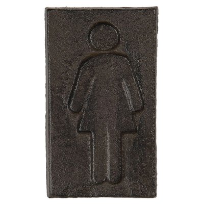 Plaque de porte WC signalétique femmes en métal marron 6x11cm WADIGA